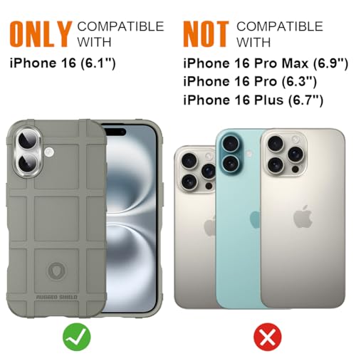 Rugged Shield 8ft Drop Proof TPU Thick Armor Tactical Protective Case Compatible with iPhone 16 (6.1 inches) - Light Clay - color: Light Clay, size: iPhone 16