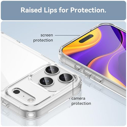 Clear Case for iPhone 17 Pro Max, Shockproof Protective Cover, Hard PC Back, Anti-Yellowing (Clear)