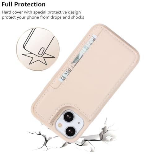 iCoverCase Compatible with iPhone 13 Mini Case with Card Holder, Wallet Phone Case for Women Men RFID Blocking PU Leather Protective Case 5.4 Inch (Beige) - color: Beige