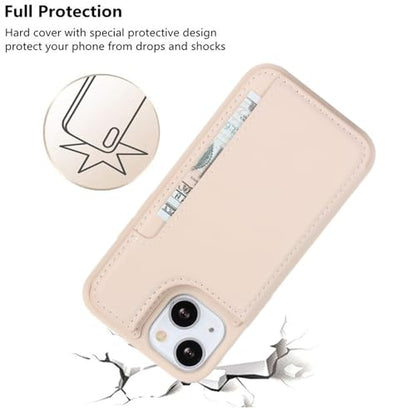 iCoverCase Compatible with iPhone 13 Mini Case with Card Holder, Wallet Phone Case for Women Men RFID Blocking PU Leather Protective Case 5.4 Inch (Beige) - color: Beige