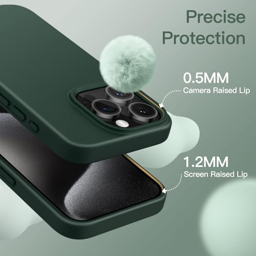 JETech Silicone Case for iPhone 15 Pro, Midnight Green | Silky Soft Touch, Shockproof Protection, Scratch Resistant, Microfiber Lining - color: Midnight Green, size: iPhone 15 Pro