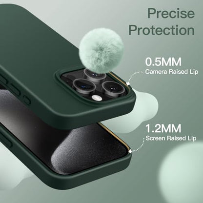 JETech Silicone Case for iPhone 15 Pro, Midnight Green | Silky Soft Touch, Shockproof Protection, Scratch Resistant, Microfiber Lining - color: Midnight Green, size: iPhone 15 Pro