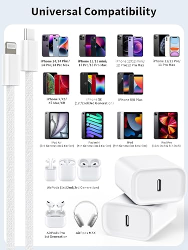 iPhone 14 13 Pro Max Charger Fast Charging,MFi Certified Apple ChargerBlock - color: White 10foot