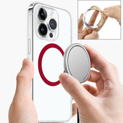 TENOC Universal Metal Ring Sticker, 3Pcs, Red | Compatible with iPhone/Samsung/Android Cellphones, Magnetic Phone Charger/Mount/Holder Conversion - color: Red