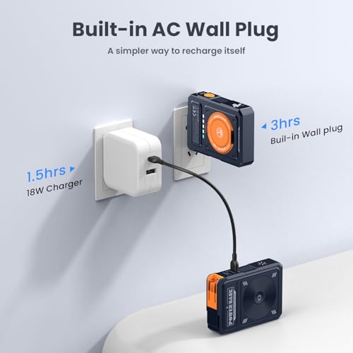 10000mAh for Magsafe Portable Charger Power Bank Built in Cables&Wall Plug - color: Blue orange