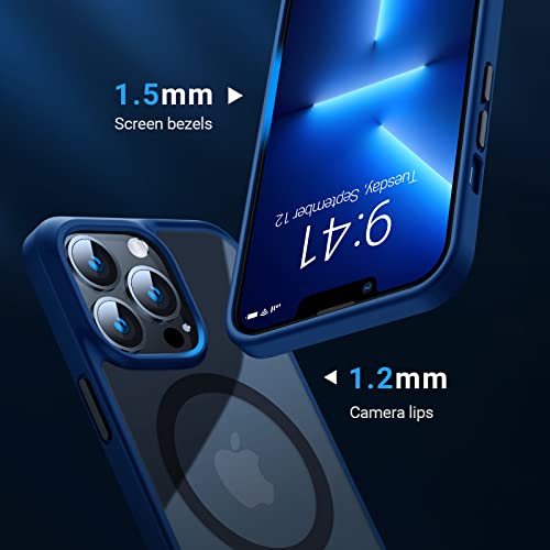 TORRAS Stronger Magnetic for iPhone 14 Pro Case, Translucent Navy Blue | 12 FT Military Grade Drop Tested, Compatible with MagSafe, Slim Protective Matte Silicone for iPhone 14 Pro Phone Case - color: Blue