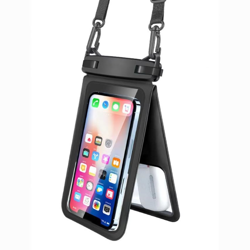Waterproof Phone Pouch with Floating Strap – Universal Case for iPhone & Samsung – Fits up to 7” Phones – Clear PVC – 2 Pocket Design – Beach, Swim, Kayak Use