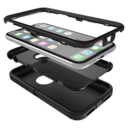 MXX Compatible with iPhone Xr Case, 3-Layer Super Protective Full Heavy Duty Body Tough Rugged Bumper Cover, Shock & Dust Proof, Designed for Apple Xr Phone Case 6.1" Black - color: Black