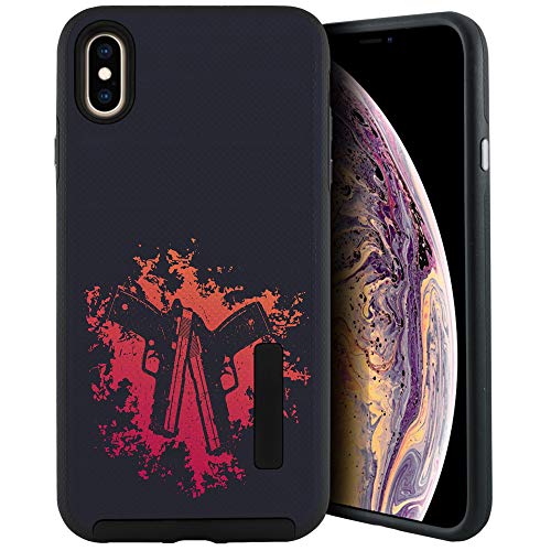 CasesOnDeck Case Compatible with [Apple iPhone X | iPhone Xs][Grip Tactical] iPhone Xs Hybrid Bump and Drop Protection Case Slim Fit Dual Layer Cover (Double Guns) - color: Double Guns
