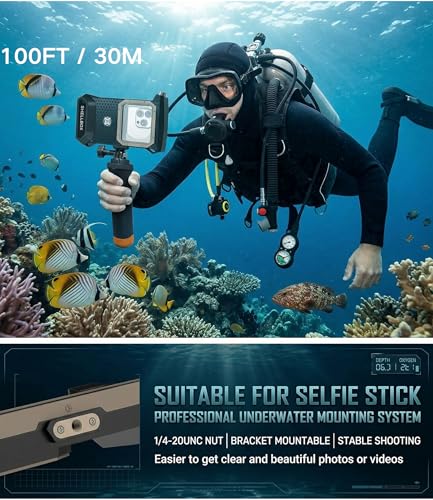 Gen 5th Diving Phone Case for iPhone 17 16 15 14 13 12 11 Pro Max Galaxy S25 S24 S23 Ultra, [98ft/30m] Waterproof Shellbox Underwater Camera Housing, Professional for Scuba Snorkeling (Gray) - color: 5th Gray