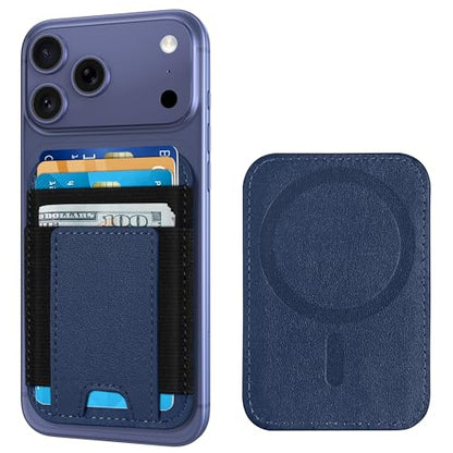 Upgraded for Magsafe Wallet, 7 Card Holder, RFID Blocking, Stronger Magnets | Magnetic Wallet for iPhone 17/16/15/14/13/12 Series, for iPhone Wallet Magsafe with 2 Card Slots, Vegan Leather, Navy Blue - color: Blue-Upgraded