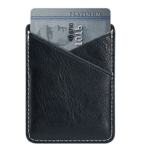 PU Leather Phone Card Holder, Stick-On for iPhone Samsung & More - color: Black-2pc