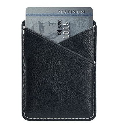 PU Leather Phone Card Holder, Stick-On for iPhone Samsung & More - color: Black-2pc