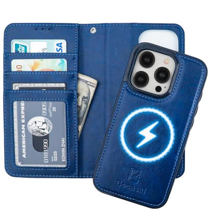 Bocasal for MagSafe Wallet Case Card Holder for iPhone 15 Pro, Blue - color: Blue for MagSafe