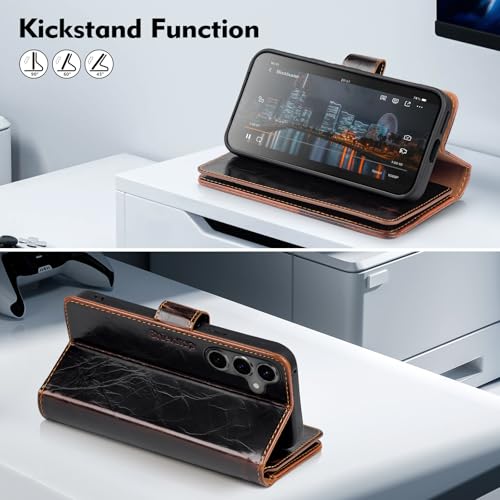Shieldtop Compatible with Samsung Galaxy S24 Wallet Case with Card Holder,Women Men RFID Blocking PU Leather Flip TPU Protective Cover Credit Card Slots,Phone Case for Galaxy S24 6.2",Coffee - color: Coffee-U1, size: Samsung Galaxy S24 - 6.2"