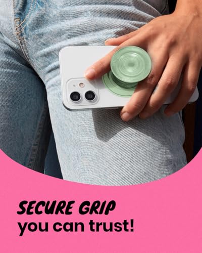 On The Grip Oval Magnetic Phone Grip – MagSafe Compatible, Translucent Design, Slim and Lightweight, Grip and Stand for iPhone (Green)