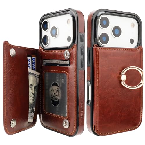 ONETOP for iPhone 18/17 Pro Wallet Case with Credit Card Holder,Brown - color: Brown