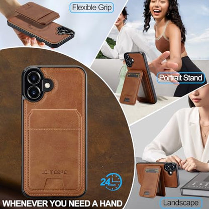 L3 2 in 1 Detachable Leather Wallet and Phone Cases Compatible with iPhone 17 Case with Card Holder RFID Blocking, Compatible with Magsafe Charging 6.3 Kickstand (Brown, IP 17) - color: Brown, size: 6.3 inches
