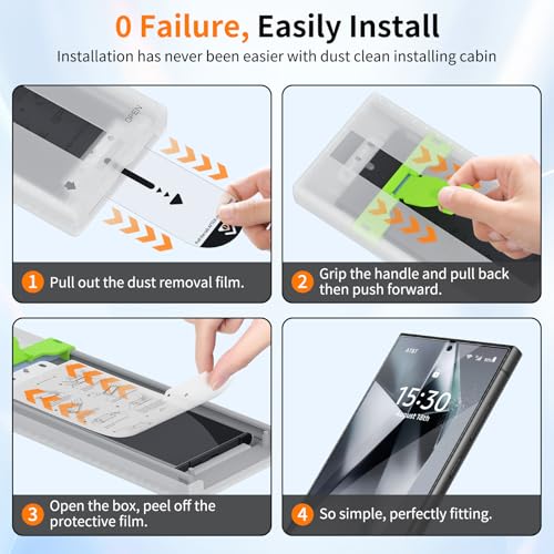 2 Pack Samsung Galaxy S24 Ultra HD Clear Screen Protector, PET Film with Auto Dust Elimination Cabin, Anti-Glare, Sensitive Touch, Bubble-Free, Case Friendly - color: S24-HD