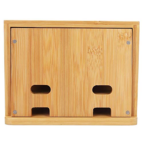 Oumefar Bamboo Multi-Device Stand Holder Charging Station Phone Tablet Charger Organizer 4 in 1 Charging Station for Multiple Devices for Meeting Rooms Restaurants Hotels and Homes