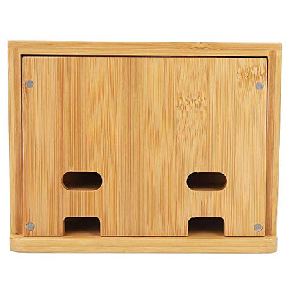 Oumefar Bamboo Multi-Device Stand Holder Charging Station Phone Tablet Charger Organizer 4 in 1 Charging Station for Multiple Devices for Meeting Rooms Restaurants Hotels and Homes