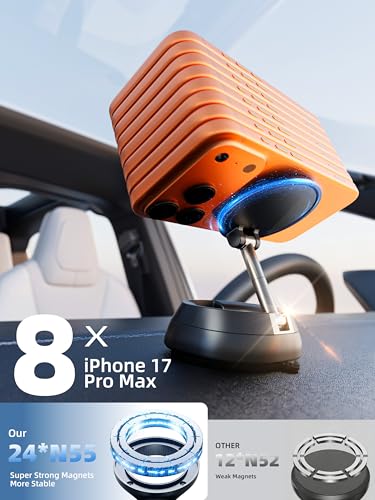 MagSafe Car Mount – Vacuum Suction Cup Phone Holder with Strong Magnet for Dashboard, Windshield, Desk, Gym, Magnetic Phone Mount for iPhone 18/17/16/15/14 Pro Max