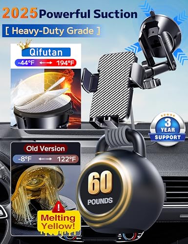 Qifutan Dash Mounted Holders Phone Holders for Your Car Phone Mount for Car Windshield Dashboard Air Vent Universal Desk Mounts Hands Free Automobile Cell Phone Holder Fit for iPhone Smartphone - color: Carbon Fiber