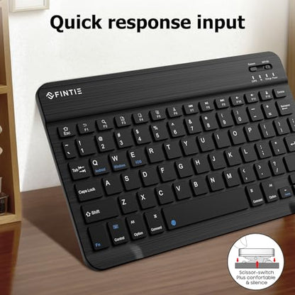 FINTIE 10-Inch Ultrathin Wireless Bluetooth Keyboard, Black | Universal Tablet Phone Keyboard, Rechargeable Battery, Slim Detachable Design, Quiet Scissor Keys, Travel Ready