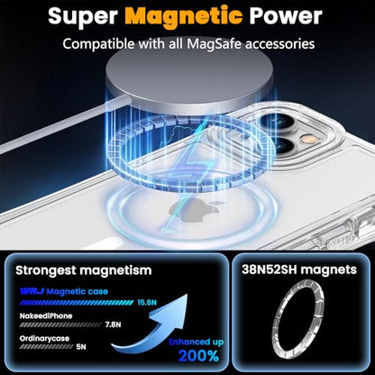 WRJ Magnetic Clear for iPhone 13 Case,iPhone 14 Case,[Compatible with MagSafe][Military Grade Drop Protection] Transparent Full Body Shockproof Protective Phone Case-Clear - color: Clear, style: Transparent