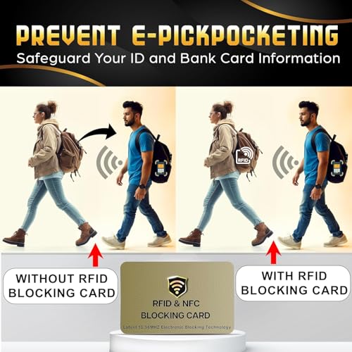 SaiTech IT 5 Pack RFID Blocking Card for Credit Debit ID Card, Golden | Slim Anti-Theft Contactless NFC RFID Blocker Protector, Easily Fit into Wallet and Purse, for Men & Women - color: Golden