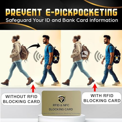 SaiTech IT 5 Pack RFID Blocking Card for Credit Debit ID Card, Golden | Slim Anti-Theft Contactless NFC RFID Blocker Protector, Easily Fit into Wallet and Purse, for Men & Women - color: Golden