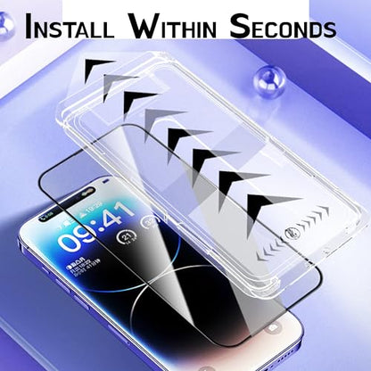 2 Pack Privacy Screen Protector for Apple iPhone 13 / iPhone 14 / iPhone13 Pro/iPhone 16e / iPhone 17e (6.1") Tempered Glass Film with Easy Installation Tool