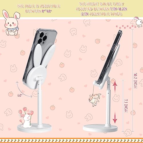 Kathfly 2 Pack Cute Phone Stand for Desk, Pink and White, Rabbit - color: Pink and White, style: Rabbit