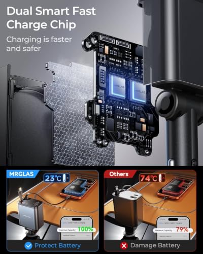 Retractable Car Charger for iPhone 18, 69W 4 in 1 USB C Car Charger