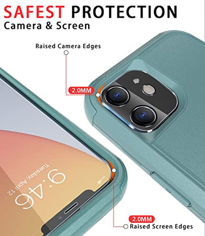 Diverbox for iPhone 11 Case [Shockproof] [Dropproof] [Tempered Glass Screen Protector],Heavy Duty Protection Phone Case Cover for Apple iPhone 11 (Pine Green-3in1) - color: Pine Green-3in1