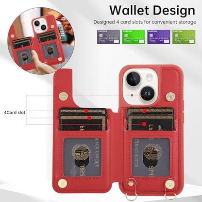 for iPhone 11 Wallet Case with Card Holder Slots and Strap, RFID Blocking Magnetic Flip Folio Cover, Crossbody Purse Protection Case with Kickstand,Red Diamond - color: Red Diamond, size: iPhone 11(6.1")
