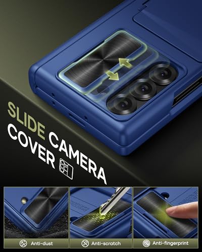 for Samsung Galaxy Z Fold 6 Case with Card Holder, Blue - color: Blue
