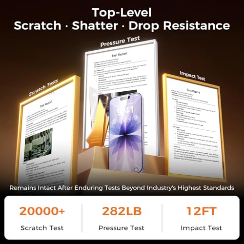 NeverBreak 9H+ Hardness for iPhone 17 Screen Protector 12FT Military Grade Protection (Scratch, Shatter, Drop Resistance) Tempered Glass Full Edge Coverage 6.3" 2025, 2 Pack with De-Bubble Card - size: iPhone 17