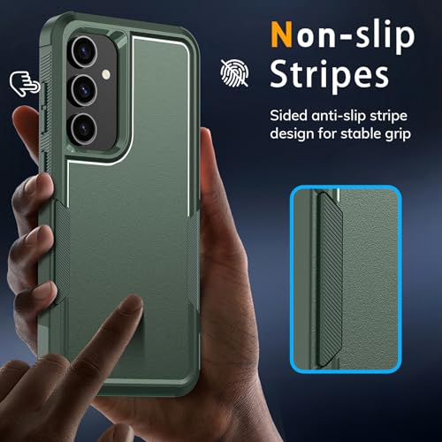 Vinve for Samsung Galaxy S25 FE Case with HD Screen Protector, Military-Grade Shockproof & Dual-Layer Protection, Anti-Slip Grip Design Phone Case, Blackish Green - color: Blackish Green