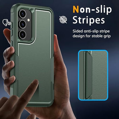 Vinve for Samsung Galaxy S25 FE Case with HD Screen Protector, Military-Grade Shockproof & Dual-Layer Protection, Anti-Slip Grip Design Phone Case, Blackish Green - color: Blackish Green