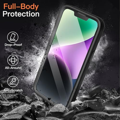 JETech Case for iPhone 14, 360° Protection, Black - color: Black