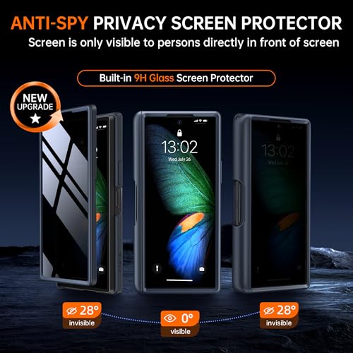 MOBOSI for Z Fold 6 Case with Privacy Screen Protector, Black - color: Black