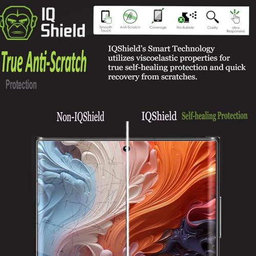 IQShield 2 Pack Screen Protector for Galaxy S22 Ultra 6.8": Clear TPU Film, Bubble-Free Installation, Scratch-Resistant, Case Friendly, HD Clarity, Fingerprint Unlock