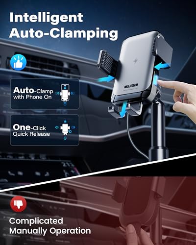 1Zero Auto-Clamping 15W Wireless Car Charger Cup Holder Mount