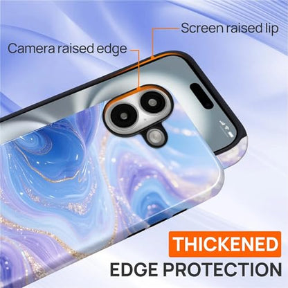 Case for iPhone 16, Shockproof Hybrid Protective Phone Case, Dual-Layer Drop Protection Anti-Scratch, Blue Purple Fluid - color: Blue Purple Fluid, size: iPhone 16