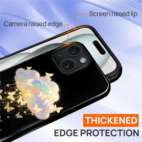 Case for iPhone 15 Plus, Shockproof Hybrid Protective Phone Case, Dual-Layer Drop Protection Anti-Scratch, Butterfly Cloud - color: Butterfly Cloud, size: iPhone 15 Plus