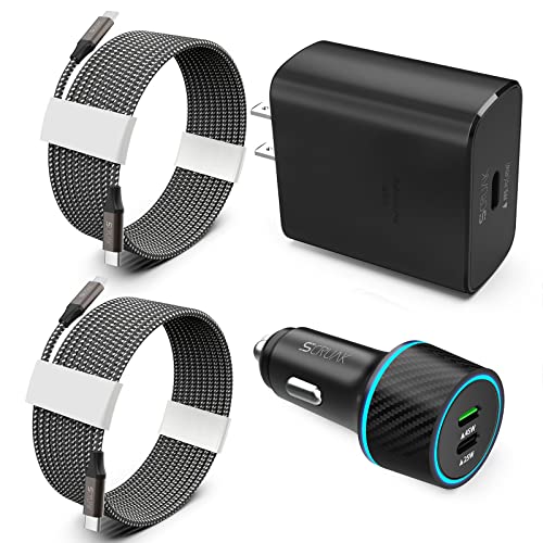 S25 S26 Ultra Charger Type C, SCRUAK 45W Super Fast USB-C Wall/Car Charger - size: 3.3FT+3.3FT