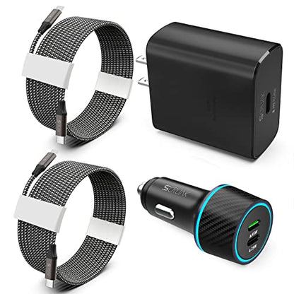 S25 S26 Ultra Charger Type C, SCRUAK 45W Super Fast USB-C Wall/Car Charger - size: 3.3FT+3.3FT