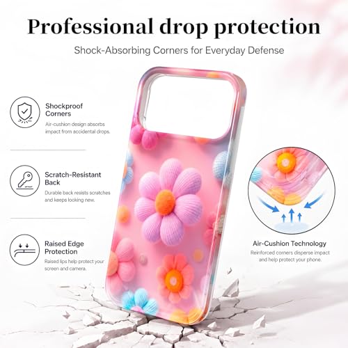 Case Compatible with iPhone 17 Pro Max, 2025 Anti-Yellow Ultra Transparent Soft TPU Phone Case, Shockproof Anti-Slip Slim Lightweight Full Coverage Protective (Rainbow Flower) - color: Rainbow flower