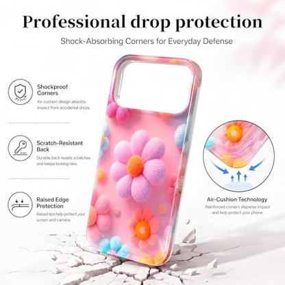 Case Compatible with iPhone 17 Pro Max, 2025 Anti-Yellow Ultra Transparent Soft TPU Phone Case, Shockproof Anti-Slip Slim Lightweight Full Coverage Protective (Rainbow Flower) - color: Rainbow flower